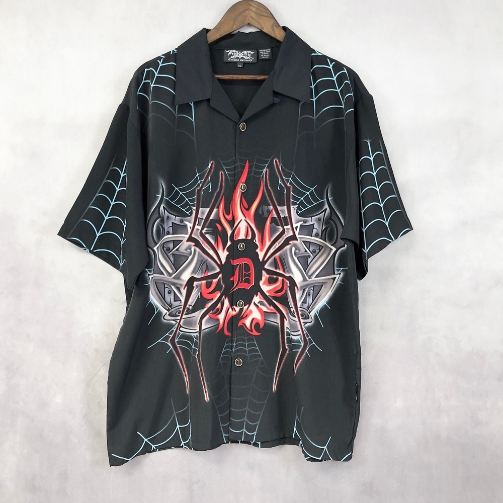 Dragonfly Mens Shirt Mens XL Y2K Street Gothic Cyber Spider Skater‎ Festival AOP